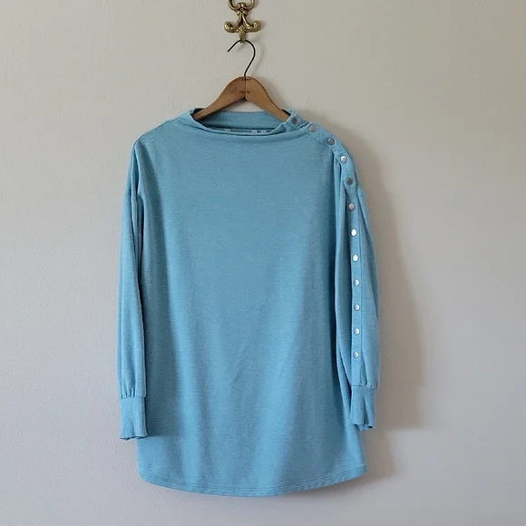 Soft Surroundings Arley Snap Shoulder Tunic Light Blue Green Size Medium - Picture 1 of 7